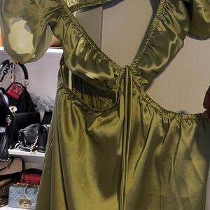 Fashion Nova Elegant Green Backless Dress